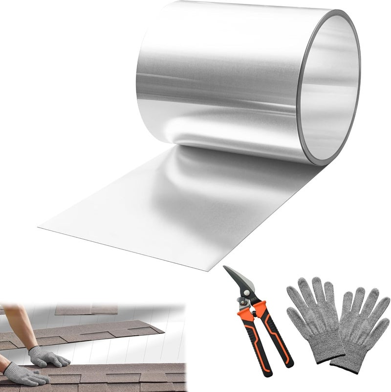 ACNOYEL لفافة فلاشينغ ألمنيوم 8'' × 50' بسماكة 0.3 مم لألواح السقف لمنع تسرب المياه والعفن والطحالب - Image 1